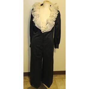 Eve Le Coq Vintage 60's Ruffle Collar Wide Leg Jumpsuit  S/M